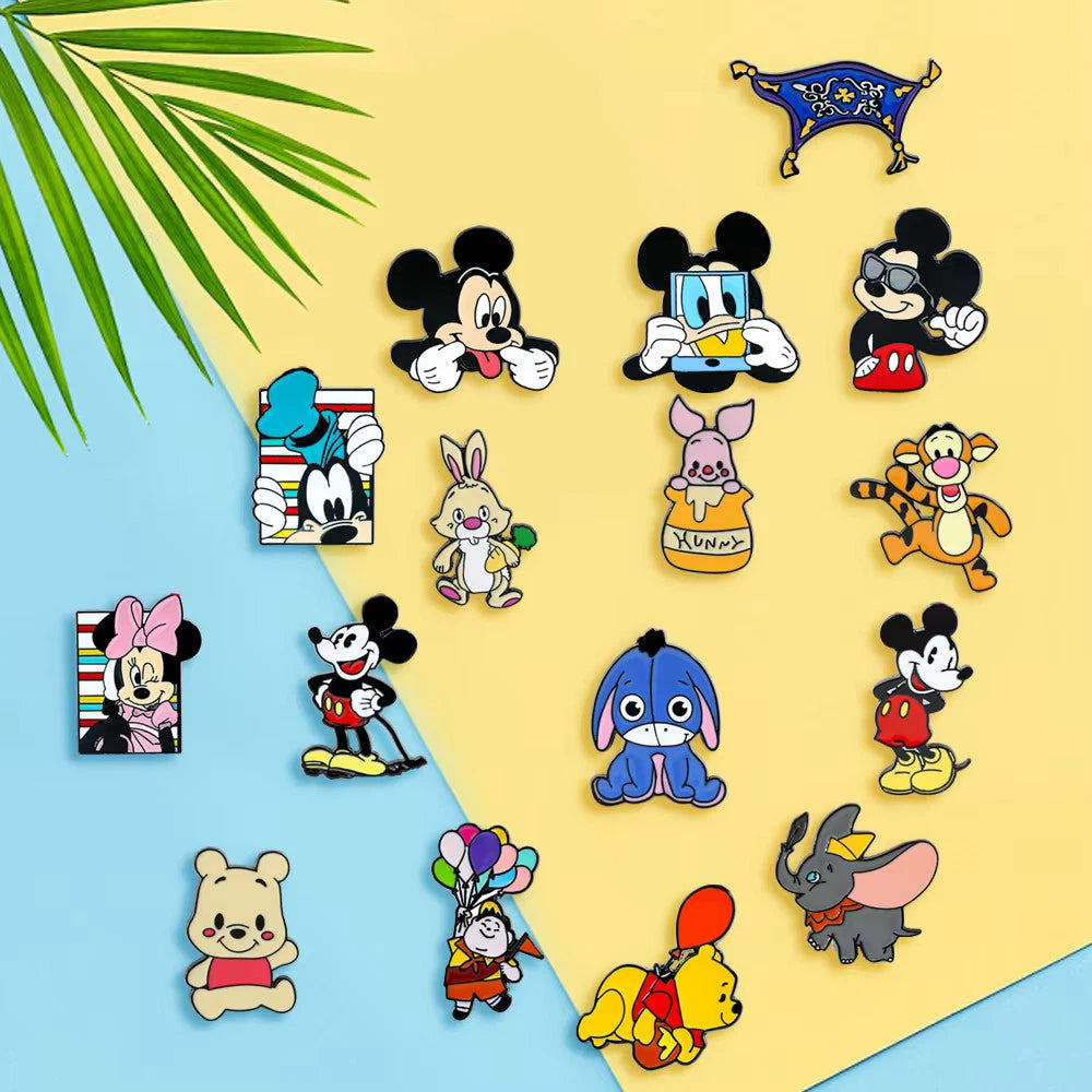 16 Cartoon Bag Charms Enamel Pins Set Character Brooches for Clothing Best Gift