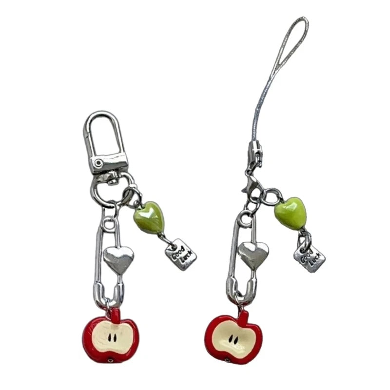 Handmade 3D Fruit Phone Charm Resin Beaded Keychain Fashion Bag Accessory