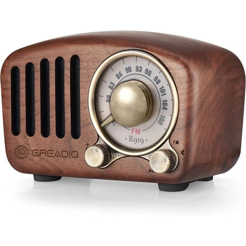 Vintage Walnut Wood Bluetooth Speaker Radio - Stylish Retro Design & Rich Sound