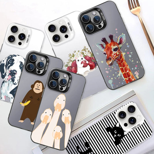 Cute Animal Phone Case Shockproof Cover For iPhone 17 15 16 Pro Samsung S25 S24