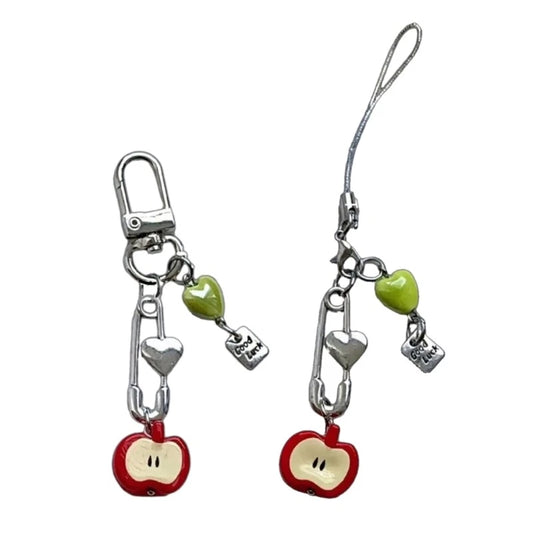 Handmade 3D Fruit Phone Charm Resin Beaded Keychain Fashion Bag Accessory