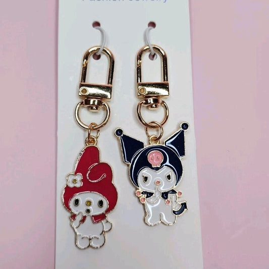 My Melody & Kuromi Keychain Clips Zipper Pull Sanrio Hello Kitty Bag Charm Metal