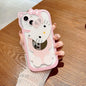 for iPhone Kawaii Pink Cute Cartoon Phone Case, with Mirror Stylish Cute Girls